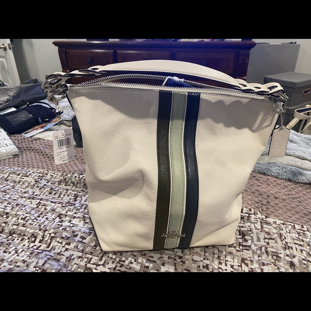 Coach White and Green Shoulder Bag